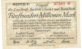 Saalfeld Rudolfstadt Kreis 500 Mil.Mark 17.10.1923 VZ+-VZ++