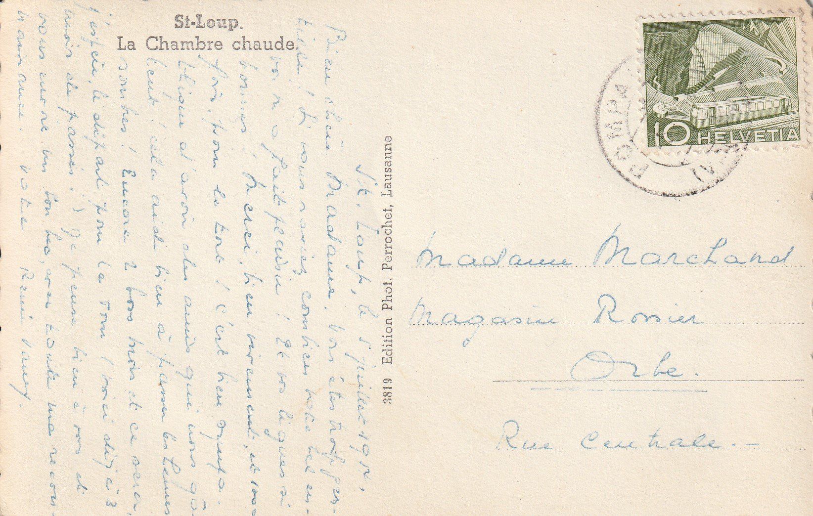 Ansichtskarten: AK St-Loup gel. 5.7.1954 – Gebraucht aus Fribourg von schnalla92 1