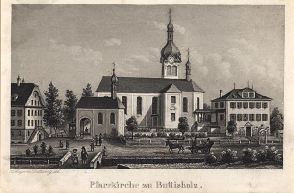 Stiche: Buttisholz Kirche Originalaquatinta selten – Gebraucht aus Rafz von Helvet32 1