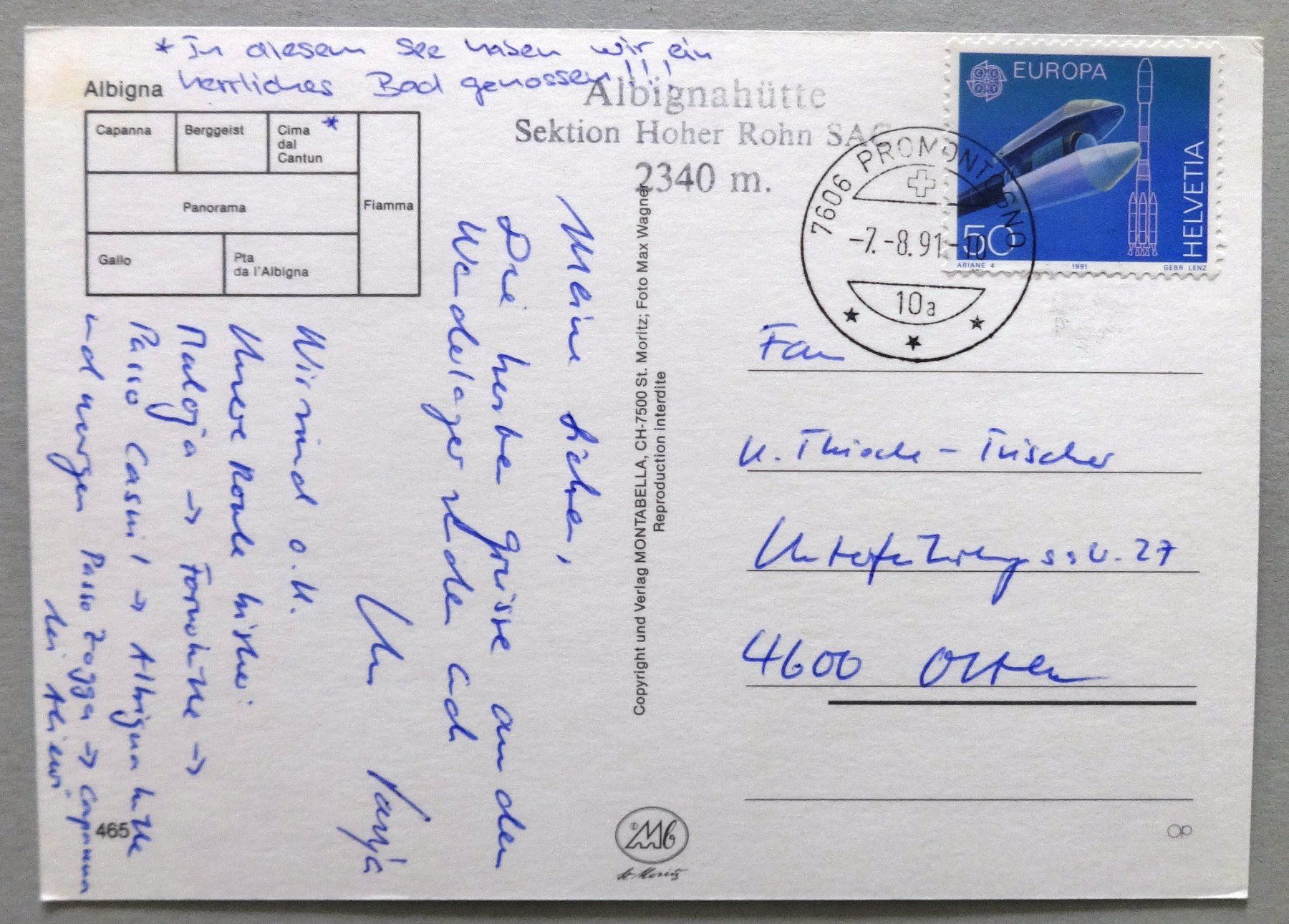 Cartoline postali: Albigna – Usato da Fétigny venduto da Billy2miny 1