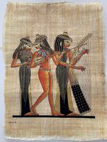 Original Ägyptischer weiße Papyrus Handgemalt die Musikanten