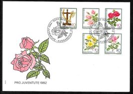 FDC Pro Juventute Serie 1982 J281 - J285 Rosen ET 25.11.1982