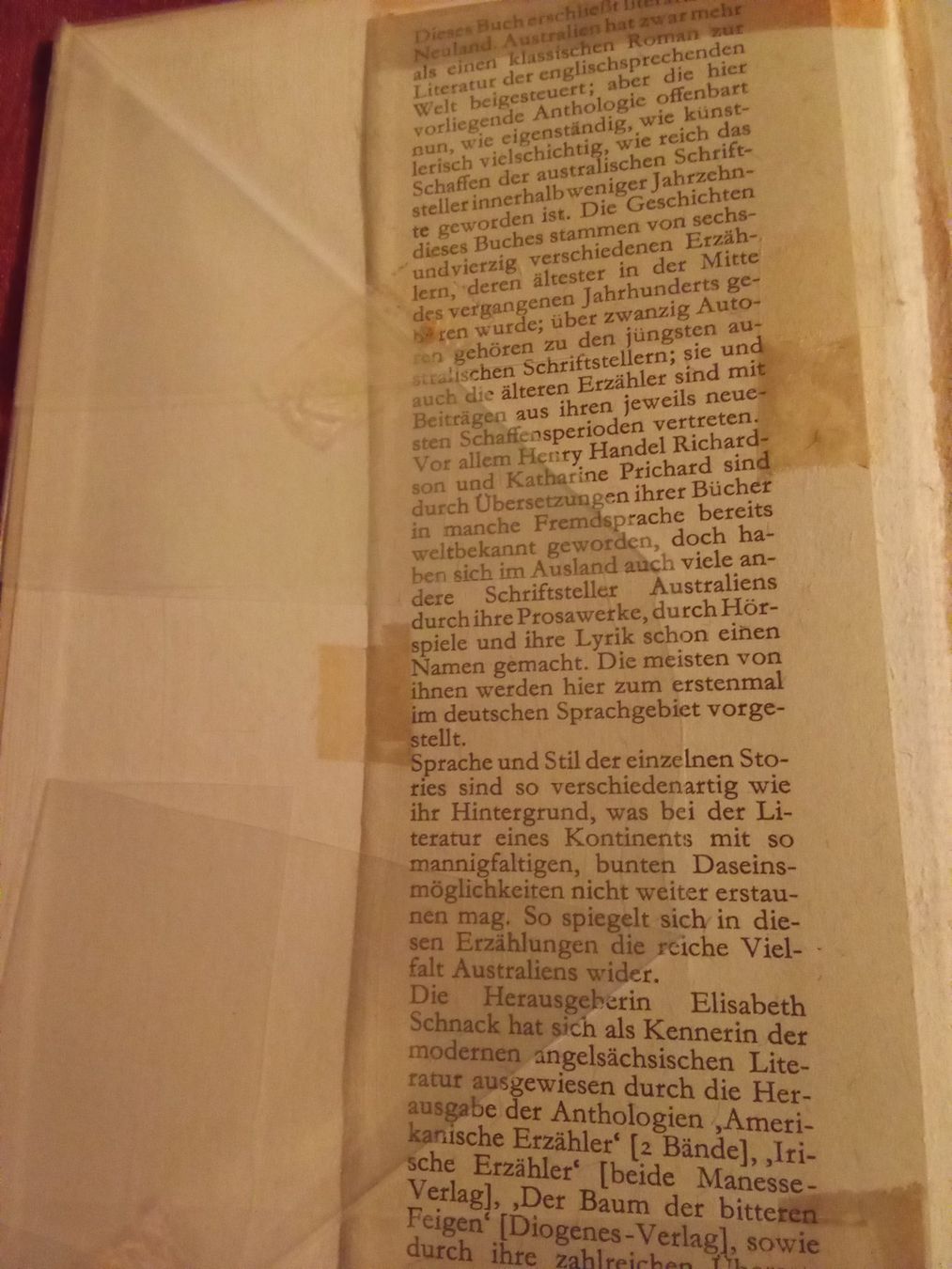 Bücher: Australische Erzähler. Eine Anthologie. Schnack, Elisabeth – Gebraucht aus Remetschwil von Privatflohmi 4
