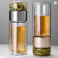 Teeflasche Glas 420ml doppelwandig mit Teesieb Filter