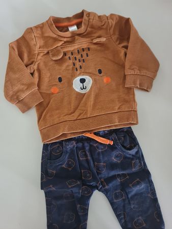 Baby Club Set Pullover und Hose Bär braun blau Grösse 80