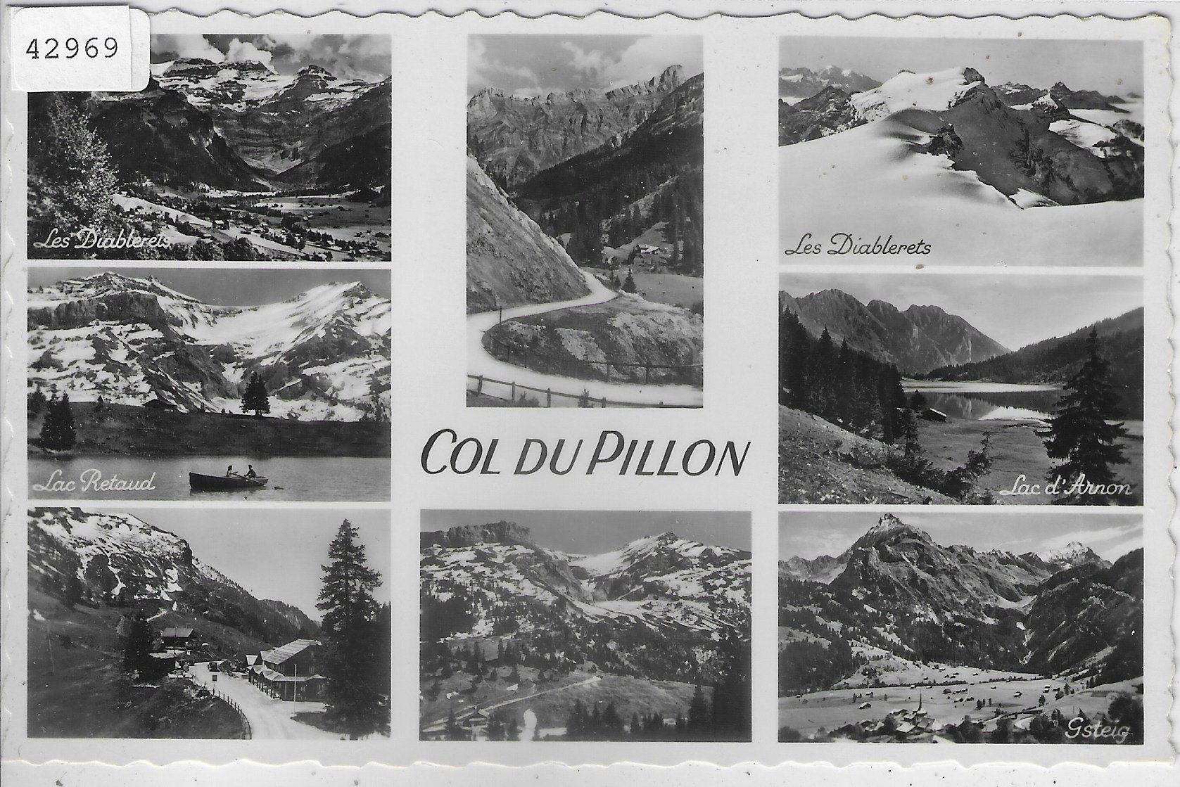 Cartoline postali: Col du Pillon - Ansichtskarte, 8 Bilder, s/w, Vintage – Usato da Ettingen venduto da Kartenplanet