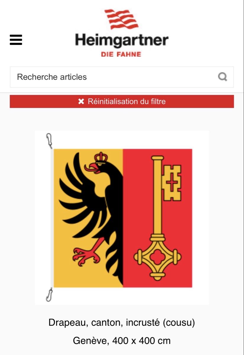 Bandiere: Gigantesque Drapeau du canton Genève 4m / 4m – Usato da Genève venduto da Dragonfish