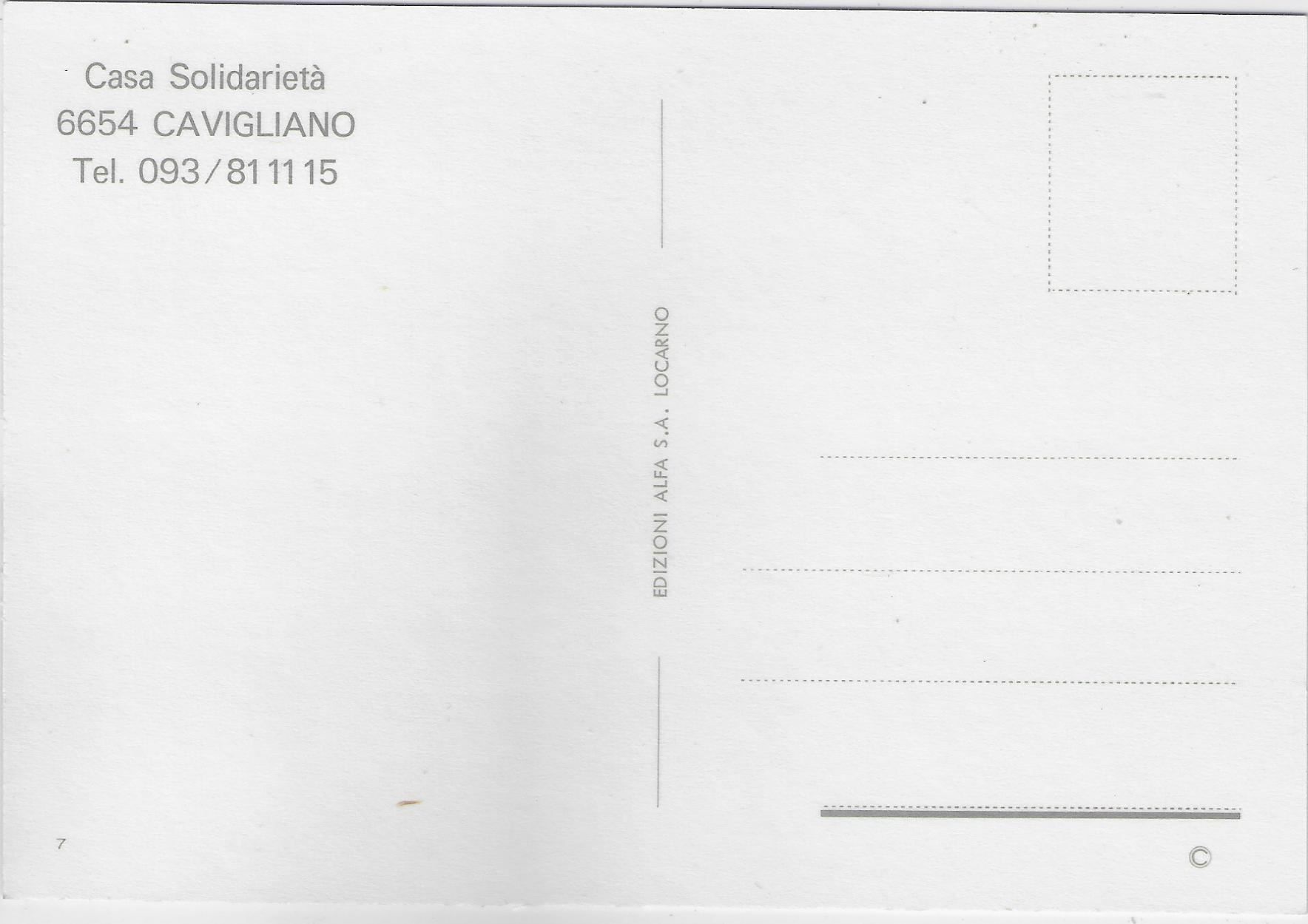 Ansichtskarten: Casa Solidarieta - Cavigliano TI – Gebraucht aus Ettingen von Kartenplanet 1