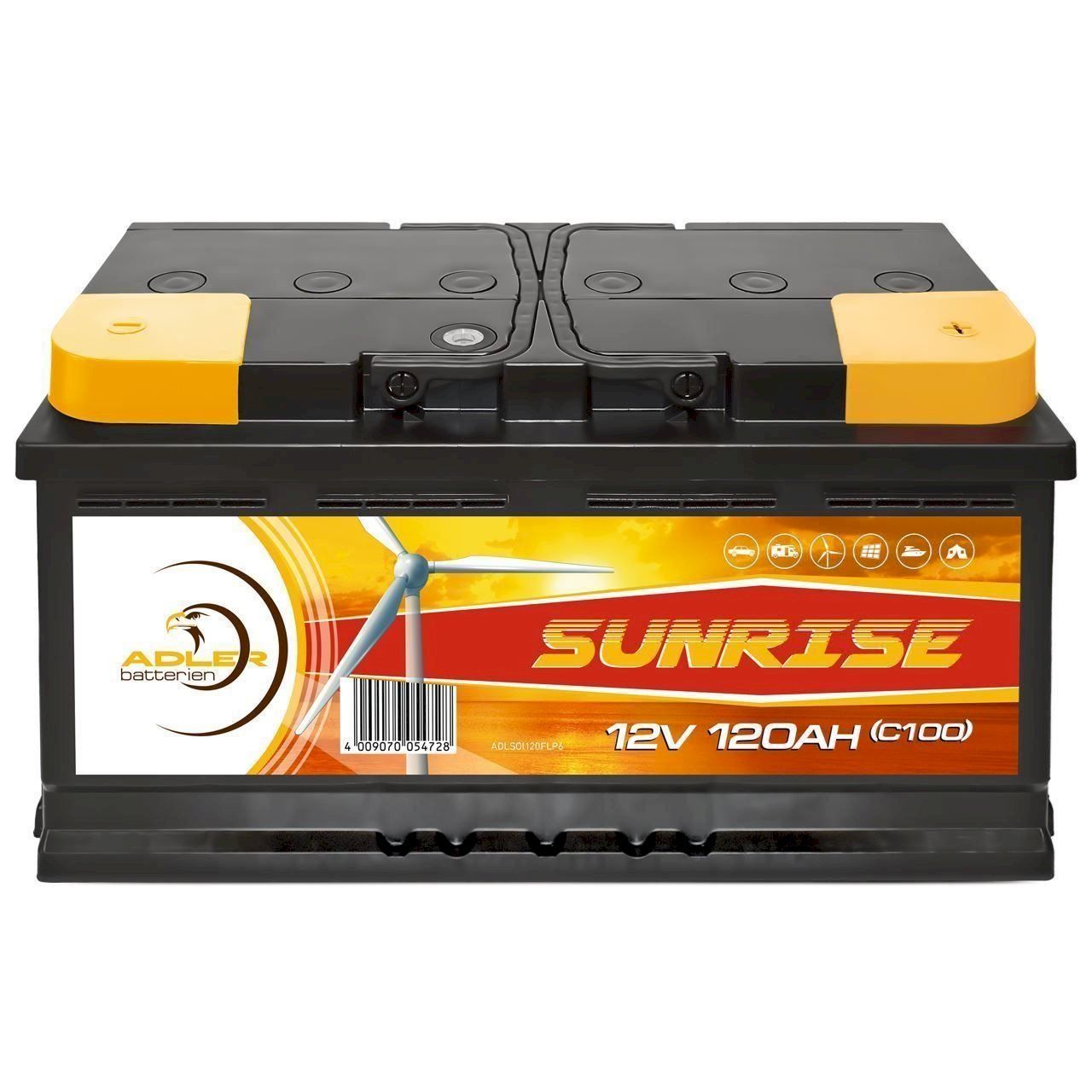 Elettrotecnica: Adler Sunrise 12V 120Ah C100 – Nuovo e nell'imballaggio originale da Bottighofen venduto da zaap