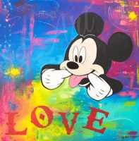 Acrylbild Pop Art Micky Disney Love bunt Unikat