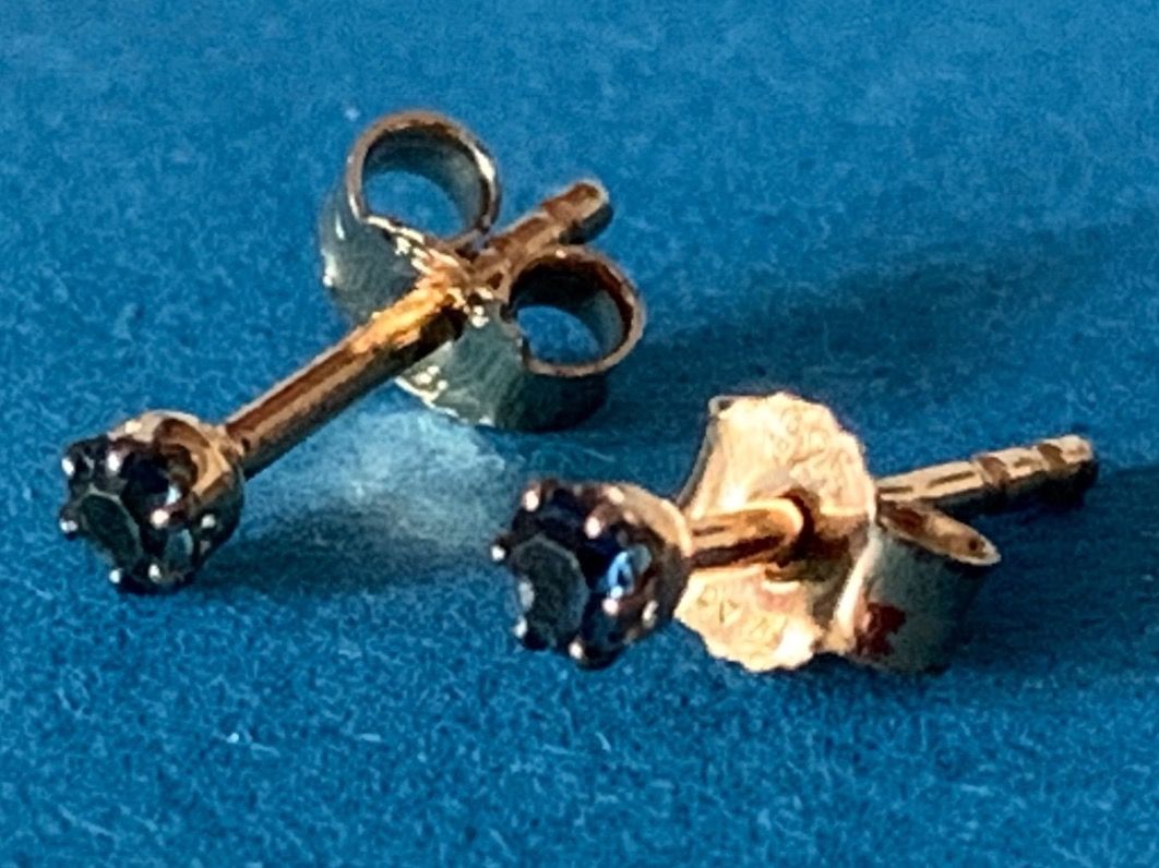 Orecchini pendenti & Orecchini a lobo: Vergoldete Silber-Ohrstecker blau – Usato da Dittingen venduto da Bijoubelle
