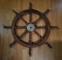 Schiffssteuerrad aus Holz und Messing ca. 92cm Durchmesser