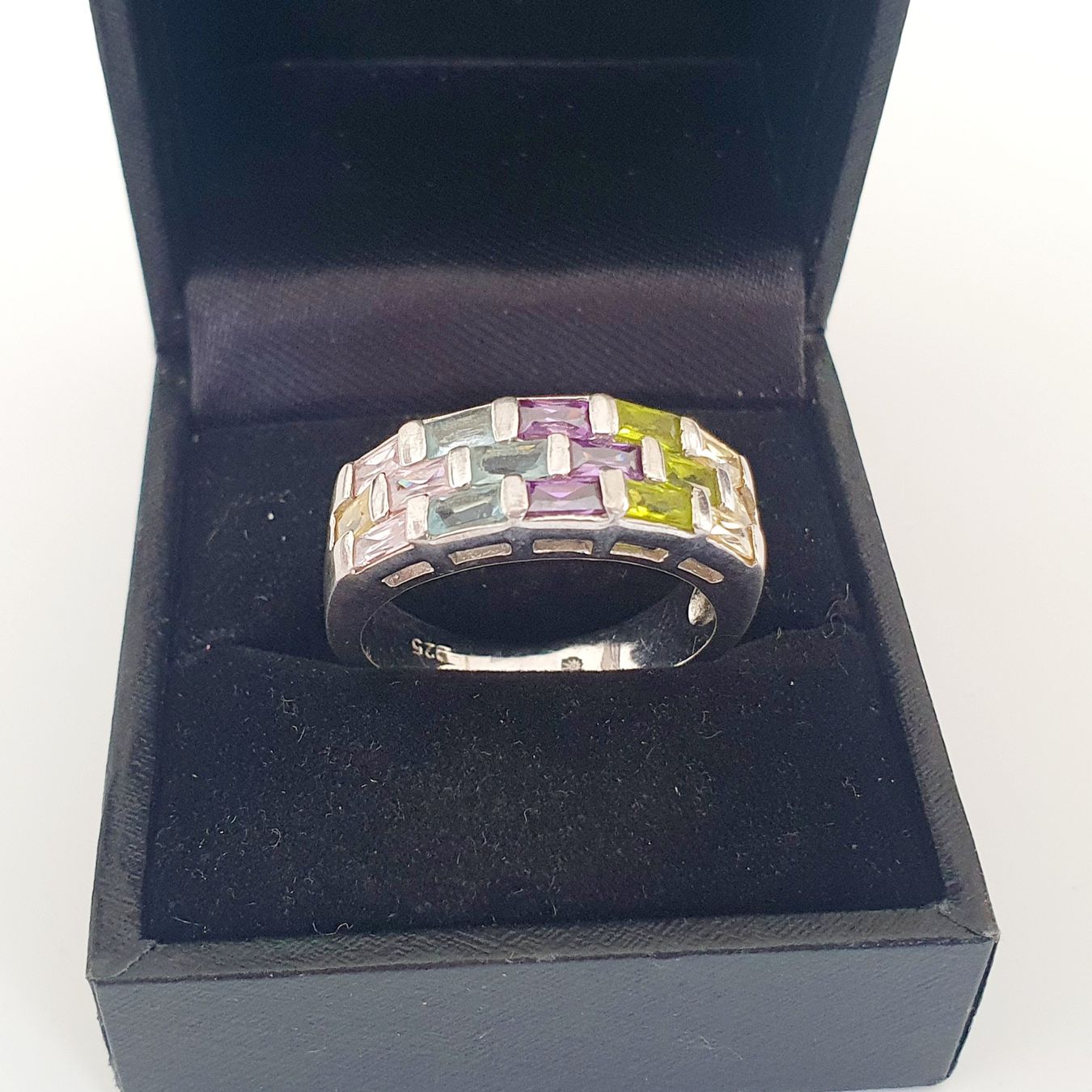 Anelli: Silberring 925 mit bunten Steinen, Grösse 19.3 mm, – Usato da Kreuzlingen venduto da Wunderkiste123 6