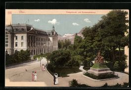 AK Chur, Postgebäude und Fontanedenkmal