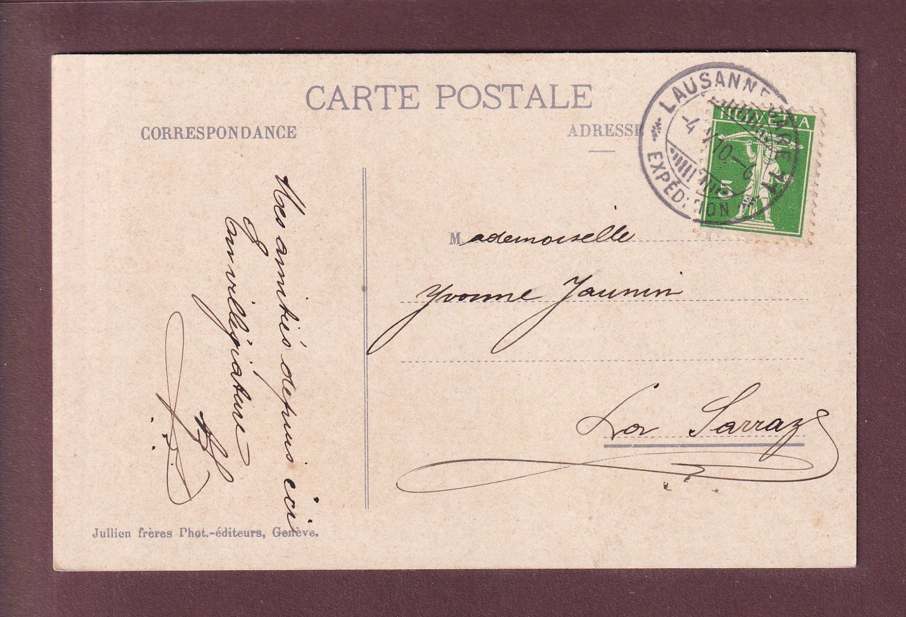 Ansichtskarten: LAUSANNE - Pont Chaudron - Tram - 1910 – Gebraucht aus Pully von nicecards 1