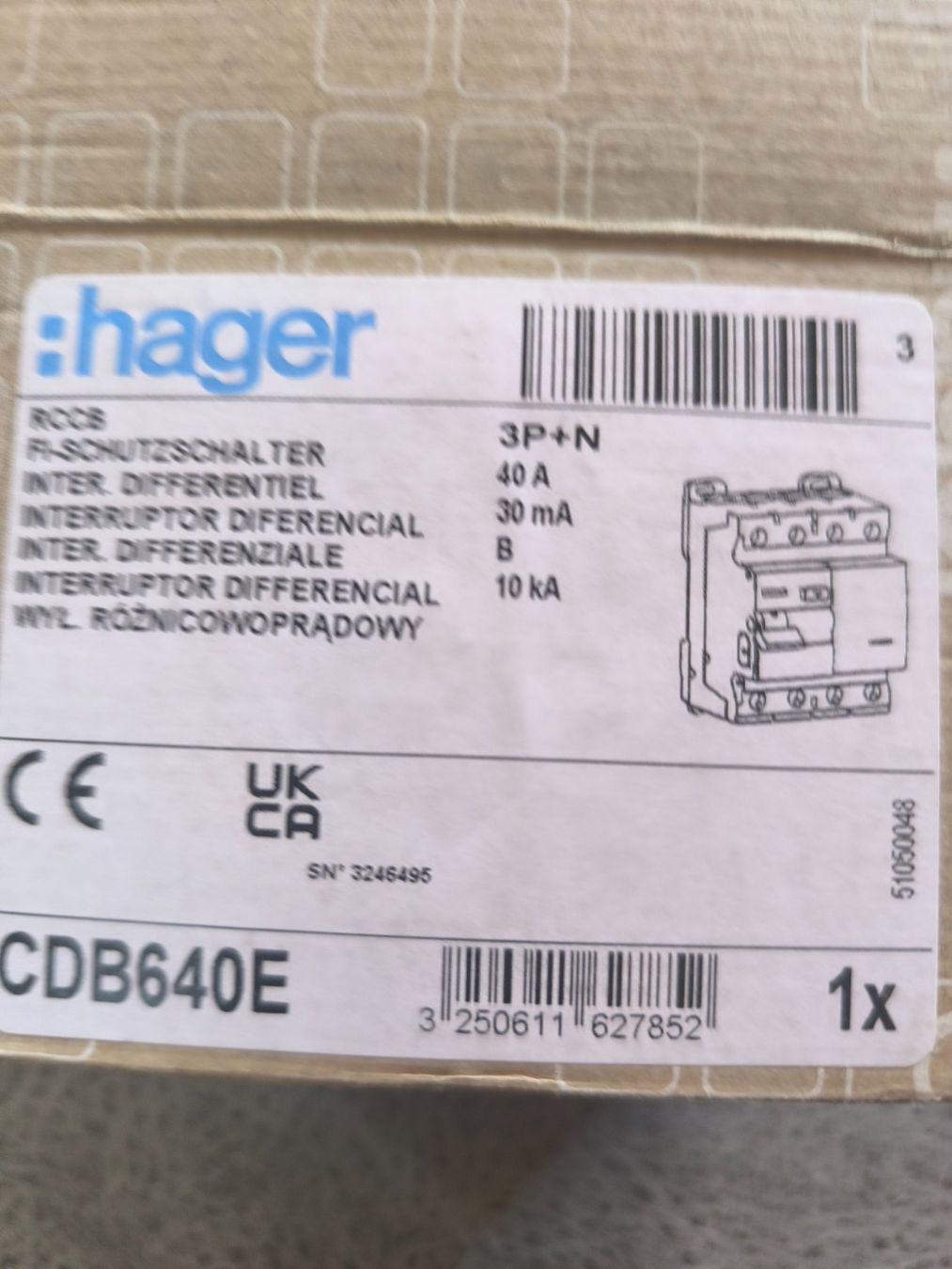 Interruttori: Hager FI CDB 640E 40A 30mA Typ B – Nuovo e nell'imballaggio originale da Bronschhofen venduto da Adagio_1 1