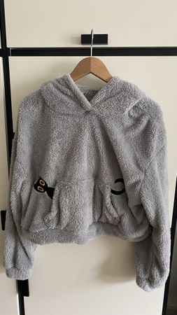 Flauschiger Kapuzenpullover, Grau, Gr. XL - neu