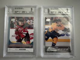 Lot de 2 cartes hockey Young Guns Nico Hischier Kevin Fiala 