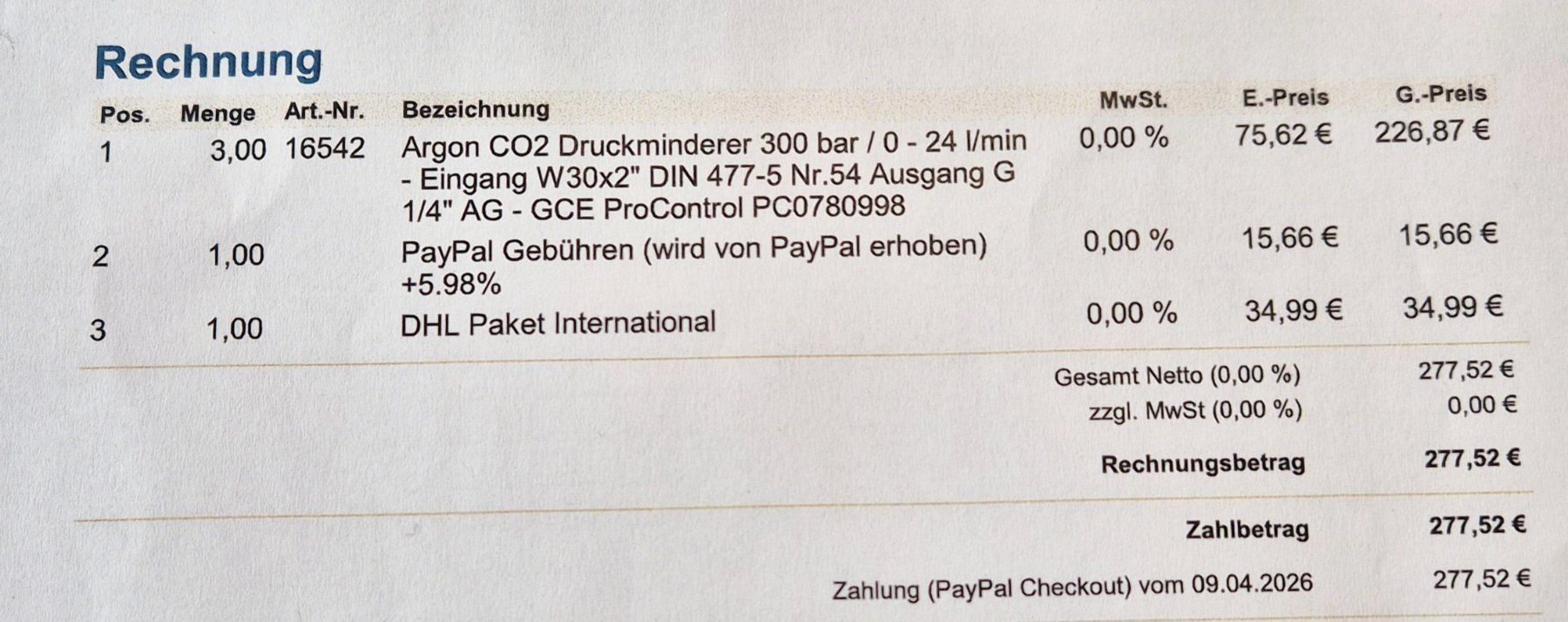 Tutti gli attrezzi: ProControl Druckminderer Argon- Neu im Originalkarton – Nuovo e nell'imballaggio originale da Reiden venduto da Justin46 2
