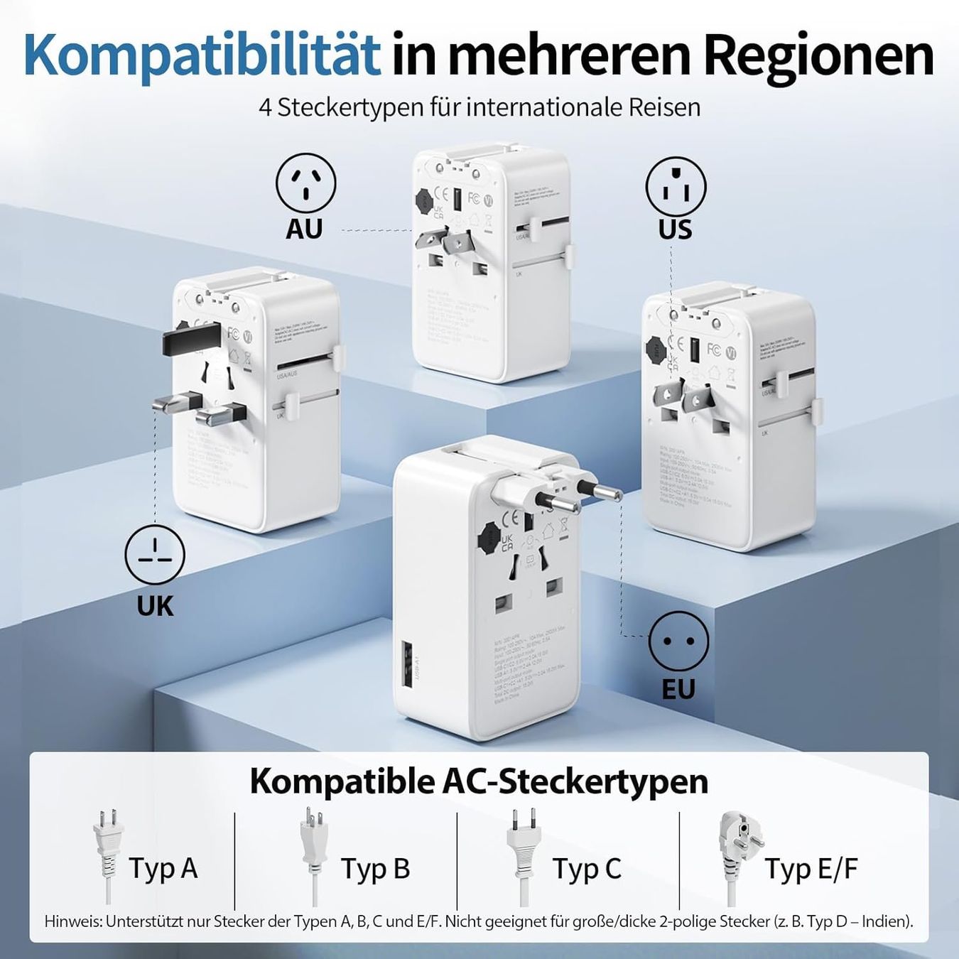 Unità & Adattatore: Universal Reiseadapter Weltweit USB-C USB-A 2500W – Nuovo e nell'imballaggio originale da Suhr venduto da SchnapperCH 1
