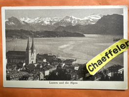 Alte Ansichtskarte Luzern und die Alpen