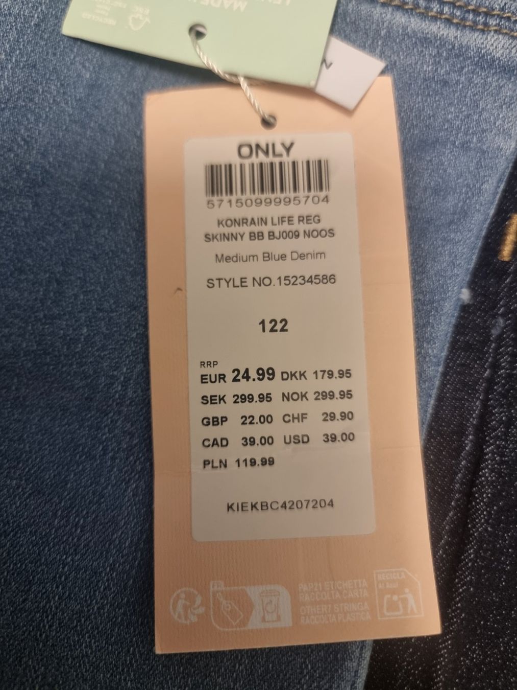 Only Pantaloni: Skinny Jeans Medium Blue Only Kids – Nuovo e nell'imballaggio originale da Gunzwil venduto da daryl090496 3