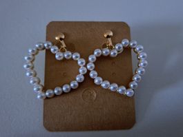 Elegante Perlen Ohrclips Herzform Clip-On Modeschmuck
