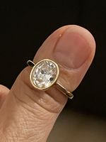 Bague plaquée or jaune pierre zircon ovale 57 neuve 