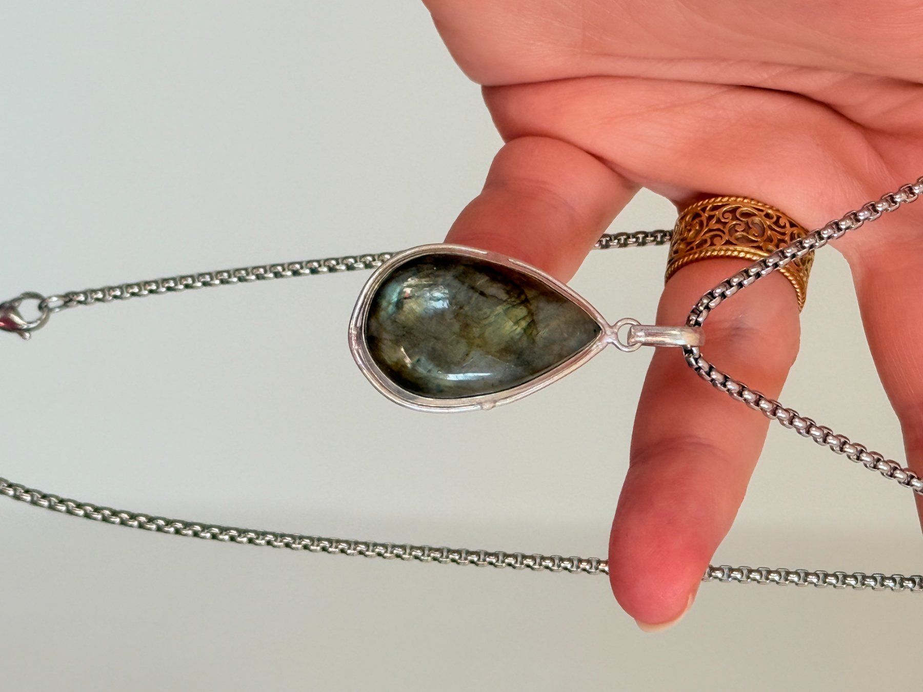 Ketten: Collier labradorite, neuf, jamais porté! – Neu und originalverpackt aus Genève von AGBERG 6