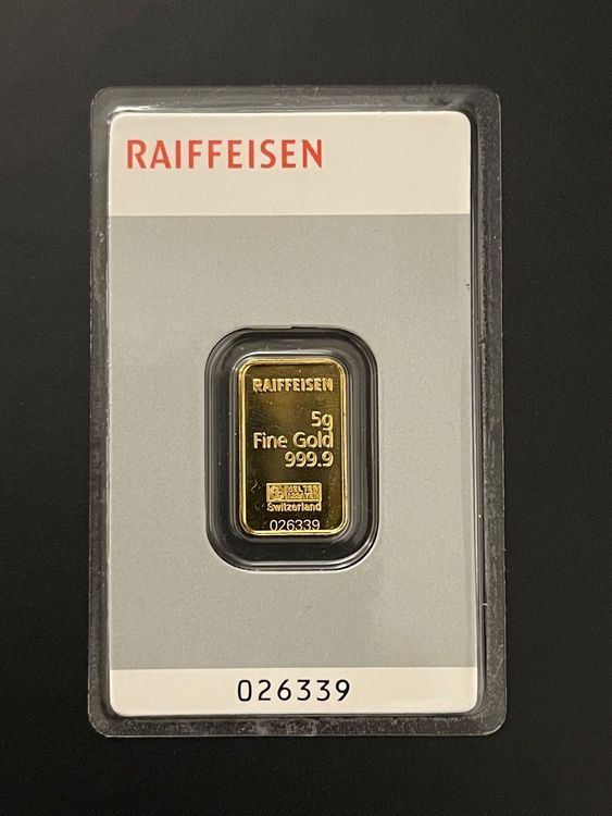 Metalli preziosi: Goldbarren 5 g Reiffeisen Bank Kinebar – Nuovo e nell'imballaggio originale da Untersiggenthal venduto da byiggy