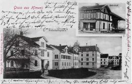 AK HINWIL 1906 BAHNHOF BAHN 2 BILDER STABSSTEMPEL HINWIL