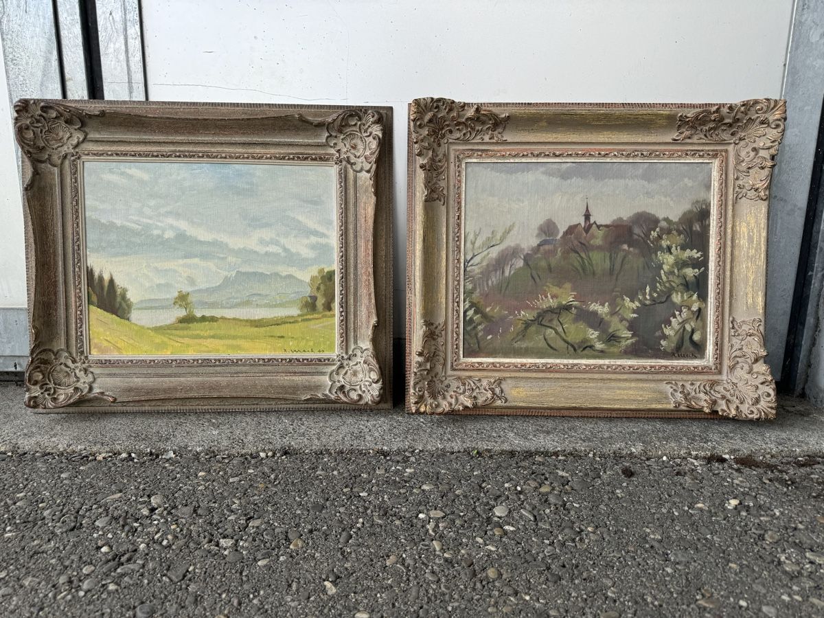 Tableaux: 2 prächtige alte Landschaftsölgemälde, Rudolf Urech – D'occasion à Rünenberg par Fendi02