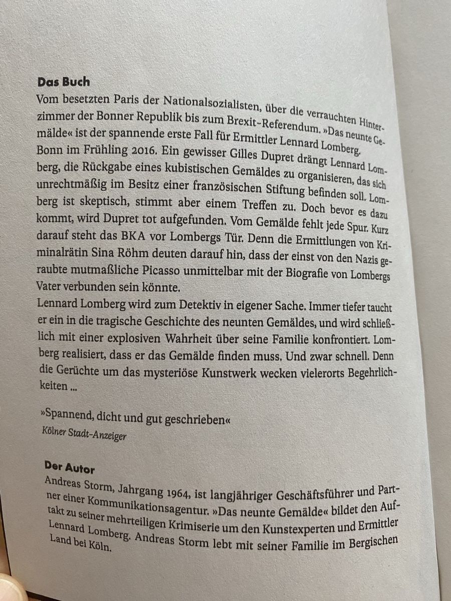 Libri: Das neunte Gemälde/Kriminalroman - Andreas Storm – Usato da Schwarzenburg venduto da Michellu 4
