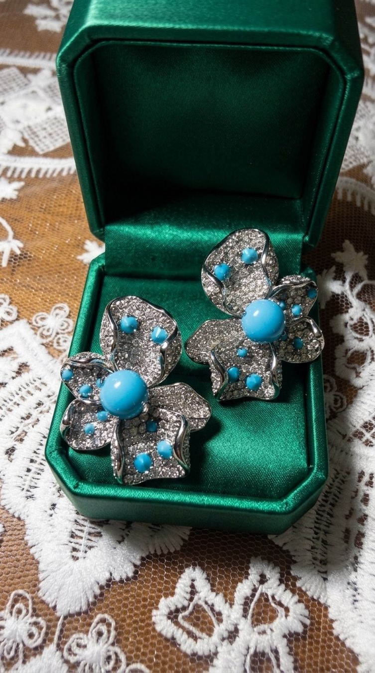 Orecchini pendenti & Orecchini a lobo: Boucles d’oreilles Fleur de Bleuet – Nuovo e nell'imballaggio originale da St-Maurice venduto da Sandrinette123 3