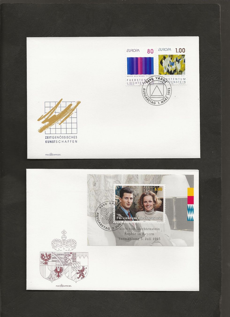 Tutti i francobolli: 16 FDC Liechtenstein 1993 bis 1994 – Usato da Au ZH venduto da xelagreb01 1