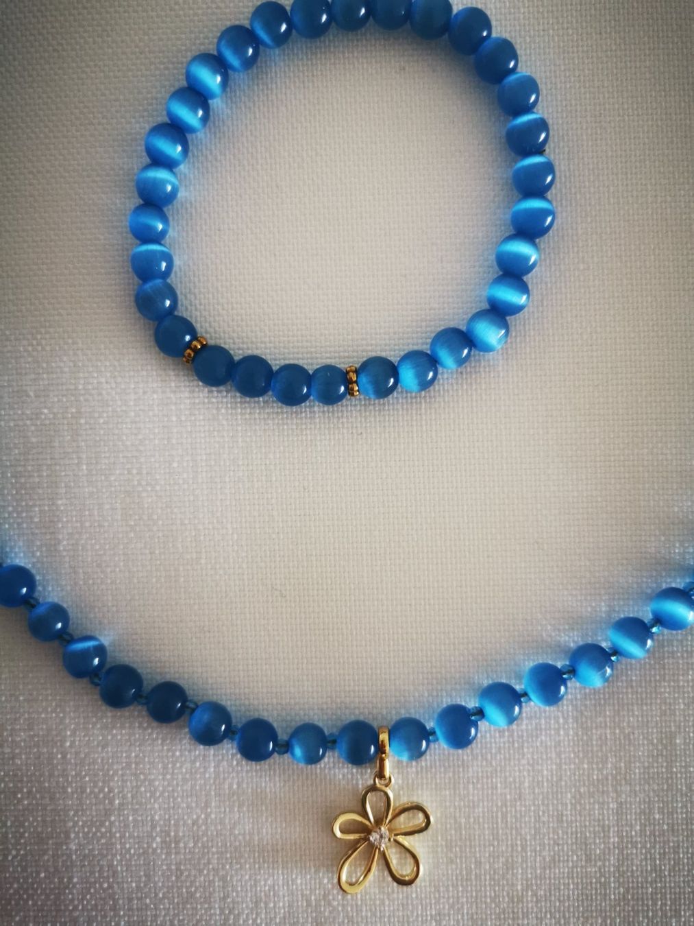 Catenine: Blauer Katzenaugenperlen-Shmuckset – Nuovo (secondo la descrizione) da Niedergösgen venduto da lil_s6k8 3