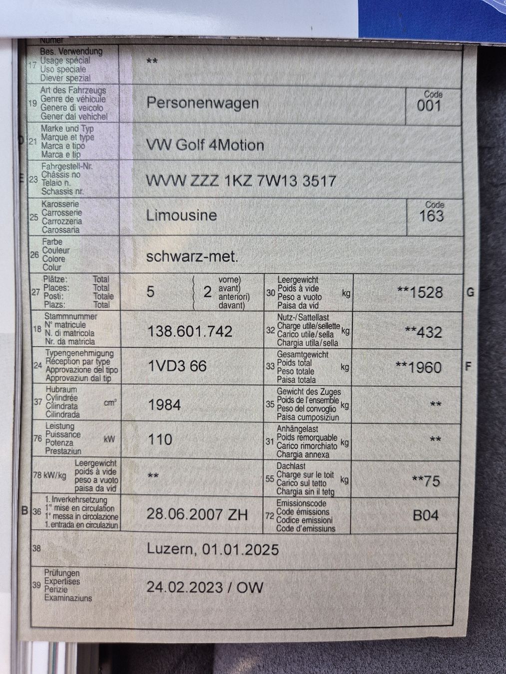 VW Automobili: VW Golf 5 – Difettoso da Hochdorf venduto da MS46 5