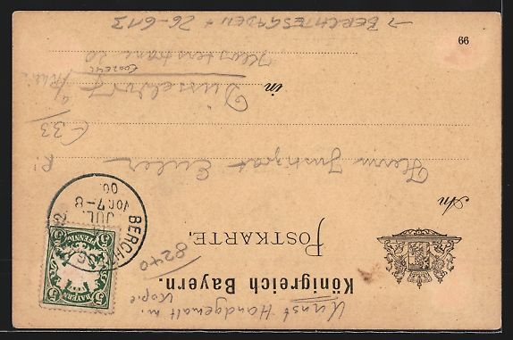 Cartoline postali: Handgemalt: Berchtesgaden, Ortsansicht a – Usato da Berlin venduto da bartko-reher 1