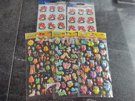 5 Bogen Sticker Pilze, Waldtiere, Eule, Insekten Neu