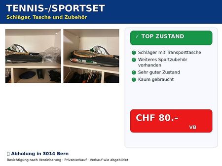  Tennis-/Sportset  Diverse Schläger, Tasche & Zubehör
