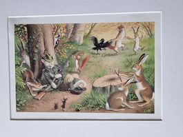 DER FRÖHLICHE KATZENSPORT BILD MONTIERT AUF PASSEPARTOUT