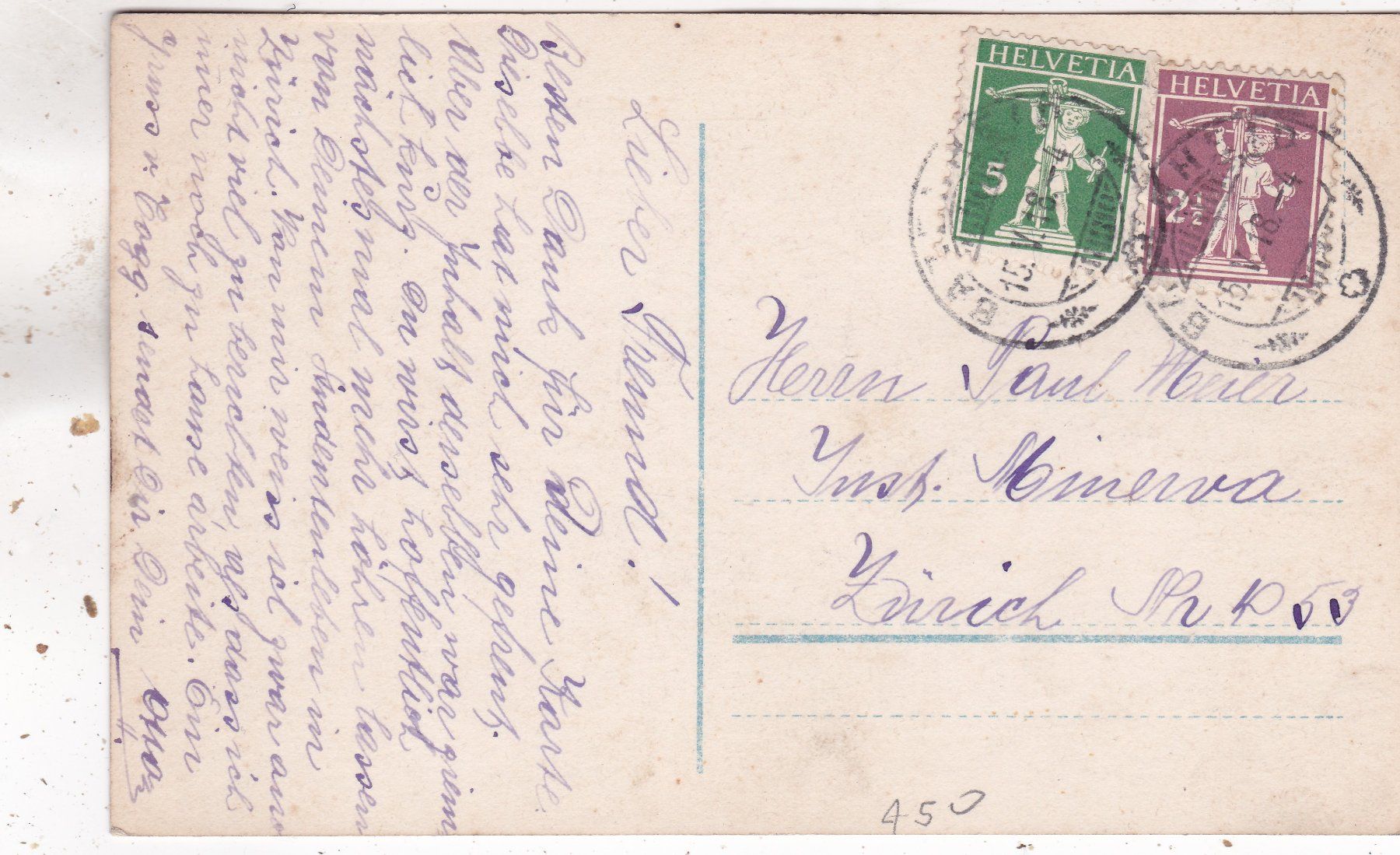 Cartoline postali: Kitsch Junge mit Katze Blumen 1918 – Usato da Herisau venduto da Lisegrat2008 1