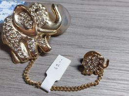 Vintage Elefanten Brosche Set