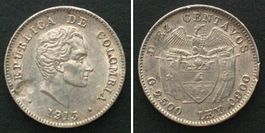 KOLUMBIEN 10 Centavos 1913 Silber ERHALTUNG! unz-