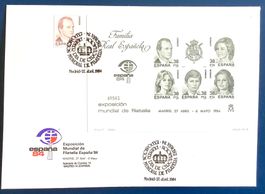 1984 FDC Spanien Schwarzdruck Block n.6 / Königliche Familie
