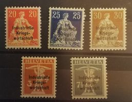 3916) 5 Marken Kriegswirtschat Siegniert ungebraucht