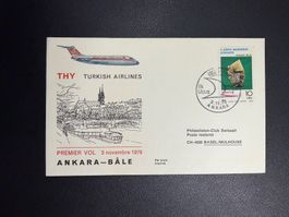 Turkish Airlines Erstflugbrief Ankara-Basel 1979