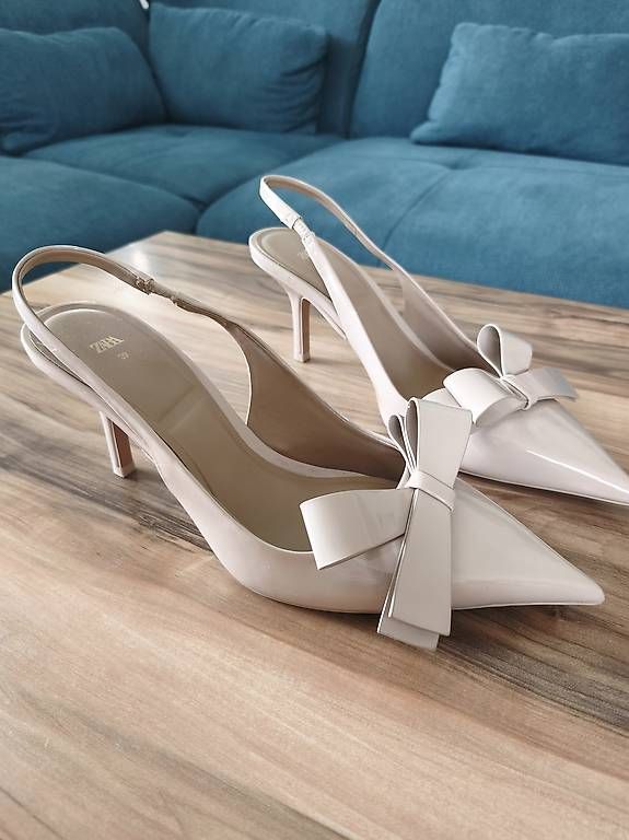 Scarpe da donna: High-Heels Slingback Shoes with Bow Beige – Nuovo e nell'imballaggio originale da Kaisten venduto da lys_zzy8