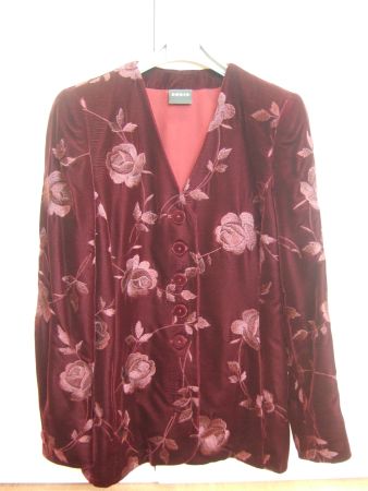 AKRIS, Blazer, Jacke, Samt mit Stickerei, dunkelrot,  Gr. 36