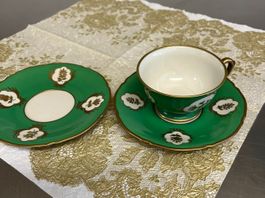 Sammeltasse, Gruen/Gold, Rarität, Langenthaler Porzelan